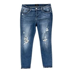 Judy Blue Mid-Wash Distressed Ankle Jeans